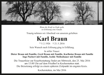 Traueranzeige von Karl Braun 
