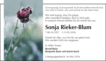 Traueranzeige von Sonja Rieker-Blum 