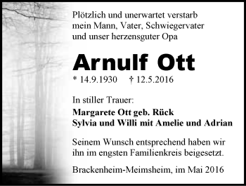 Traueranzeige von Arnulf Ott 