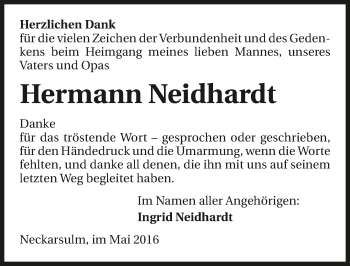Traueranzeige von Hermann Neidhardt 