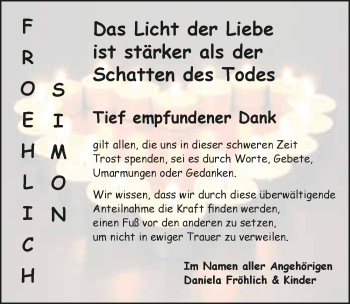 Traueranzeige von Simon Fröhlich 