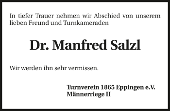 Traueranzeige von Manfred Salzl 