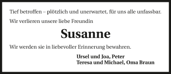 Traueranzeige von Susanne Böhm 