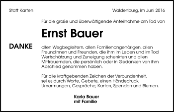 Traueranzeige von Ernst Bauer 