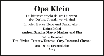 Traueranzeige von Opa Klein  