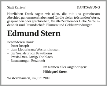 Traueranzeige von Edmund Stern 