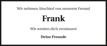 Traueranzeige von Frank Werner 