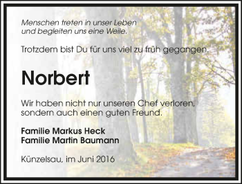 Traueranzeige von Norbert Sawitsch 