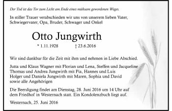 Traueranzeige von Otto Jungwirth 