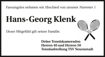 Traueranzeige von Hans-Georg Klenk 
