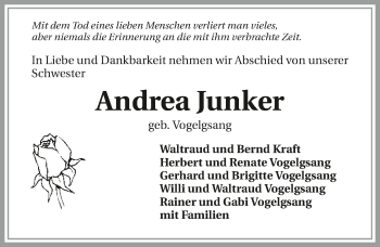 Traueranzeige von Andrea Junker 