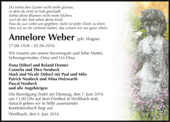 Traueranzeige von Annelore Weber 