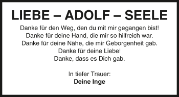 Traueranzeige von Adolf  