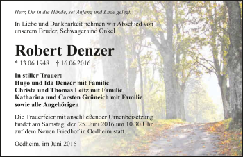 Traueranzeige von Robert Denzer 
