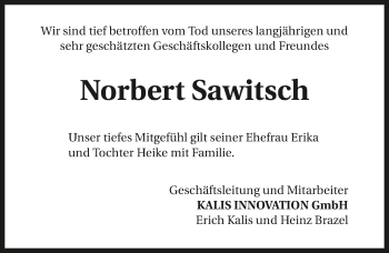 Traueranzeige von Norbert Sawitsch 
