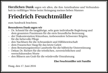 Traueranzeige von Friedrich Feuchtmüller 
