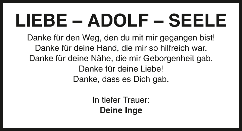  Traueranzeige für Adolf  vom 15.06.2016 aus 