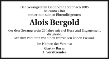 Traueranzeige von Alois Bergold 