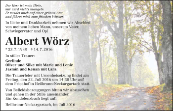 Traueranzeige von Albert Wörz 