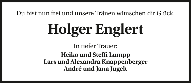  Traueranzeige für Holger Englert vom 06.07.2016 aus 