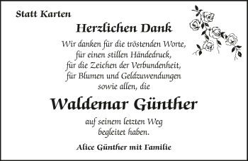 Traueranzeige von Waldemar Günther 