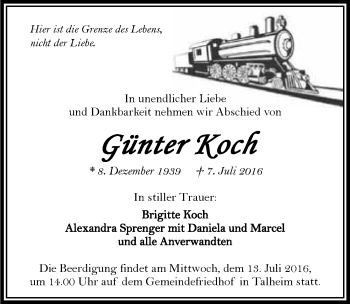 Traueranzeige von Günter Koch 