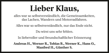 Traueranzeige von Klaus Wengert 