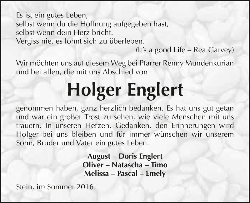  Traueranzeige für Holger Englert vom 23.07.2016 aus 