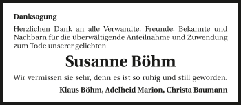 Traueranzeige von Susanne Böhm 