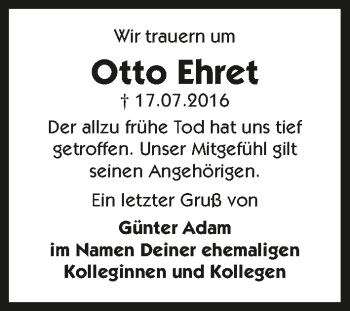 Traueranzeige von Otto Ehret 