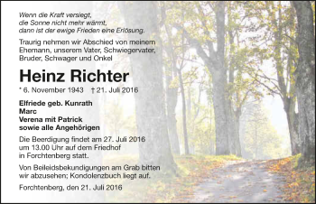 Traueranzeige von Heinz Richter 