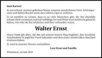 Traueranzeige von Walter Ernst 