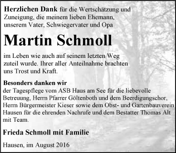 Traueranzeige von Martin Schmoll 