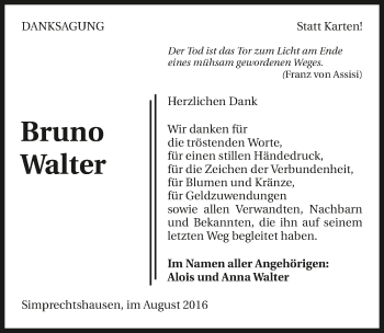 Traueranzeige von Bruno Walter 
