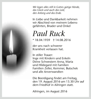 Traueranzeige von Paul Ruck 