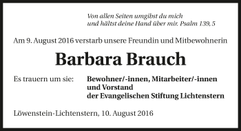 Traueranzeige von Barbara Brauch 