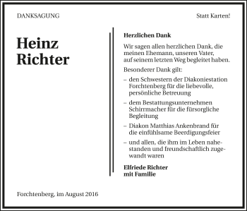 Traueranzeige von Heinz Richter 