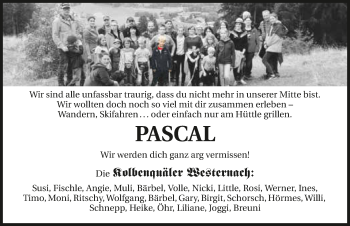 Traueranzeige von Pascal Hasenfuß 