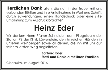 Traueranzeige von Heinz Eder 