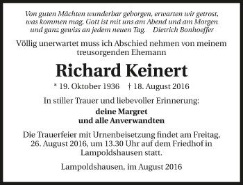Traueranzeige von Richard Keinert 