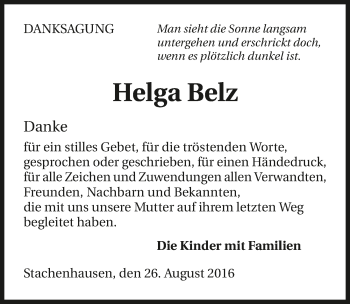 Traueranzeige von Helga Belz 