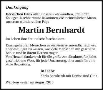 Traueranzeige von Martin Bernhardt 
