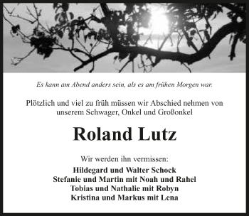 Traueranzeige von Roland Lutz 