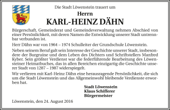 Traueranzeige von Karl-Heinz Dähn 