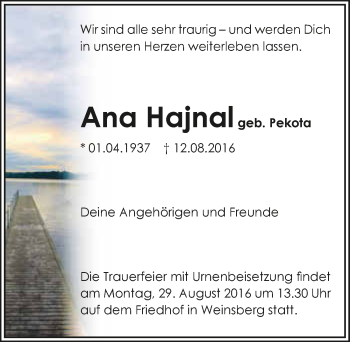 Traueranzeige von Ana Hajnal 
