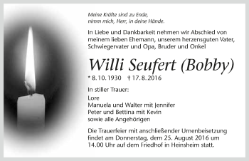 Traueranzeige von Willi Seufert 
