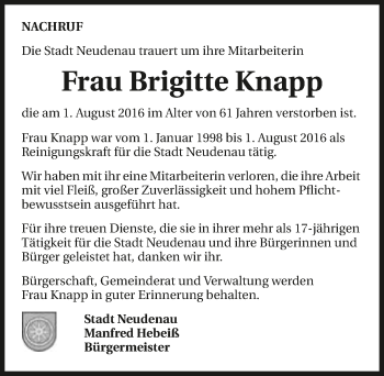 Traueranzeige von Brigitte Knapp 