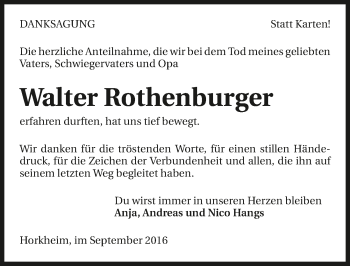Traueranzeige von Walter Rothenburger 