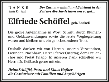 Traueranzeige von Elfriede Schöffel 