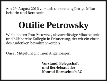 Traueranzeige von Ottilie Petrowsky 